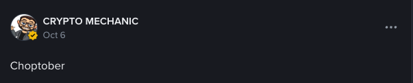 Screenshot of the earlier Bitcoin Choptober market commentary referenced in the article