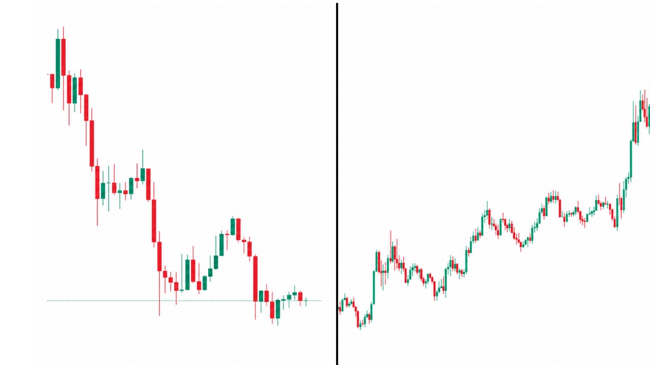 Comparison of bearish and bullish candlestick market structures