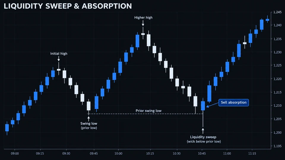 Liquidity & absorption: illustrative educational chart